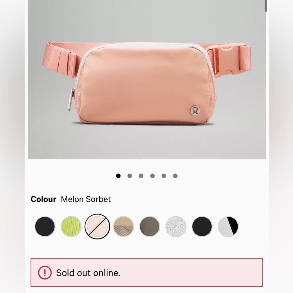 NWT Melon Sorbet Lululemon Everywhere Belt bag silver hardware logo 1L size pink - Picture 3 of 14